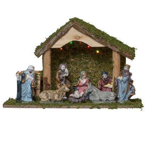 Crèche de Noël lumineuse - 5 LED - 8 santons - Cdiscount Maison