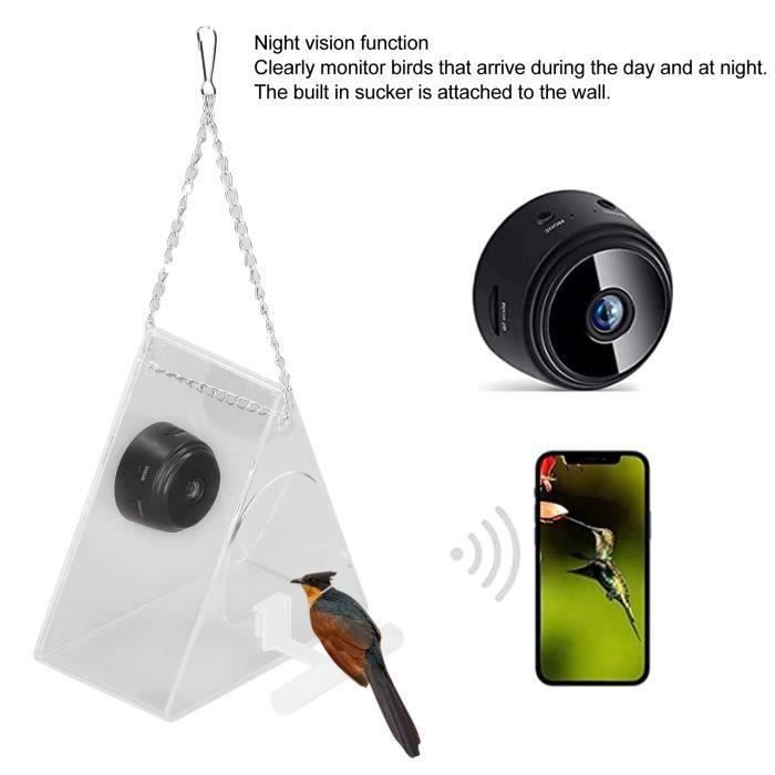 MOON-Caméra d'alimentation d'oiseaux intelligente vision nocturne amovible  télécommande connexion mangeoire d'oiseaux suspendue HJ0 - Cdiscount
