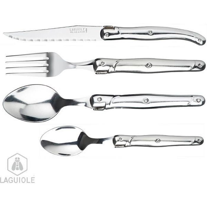 Ménagère 24 couverts métal inox Laguiole - Cdiscount Maison