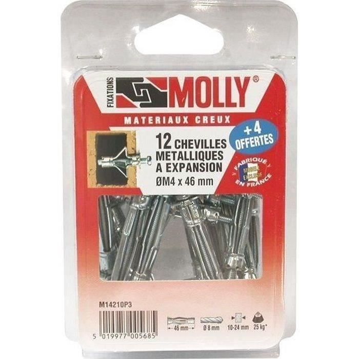 MOLLY Lot de 16 Chevilles - 4x46 mm + vis