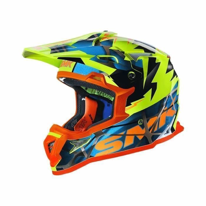 Casque moto cross SMK Fulmine - jaune/orange - XS