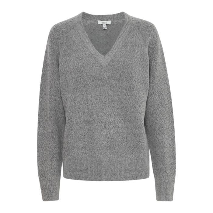 Pull femme b.young Merli Structure - mid grey melange - M
