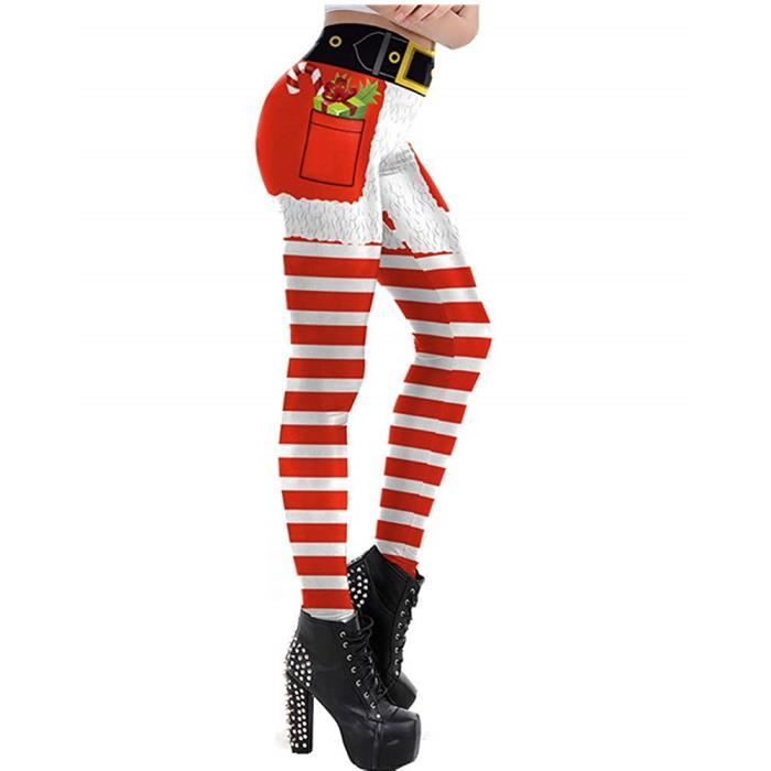 Legging De Noël Pour Femme - Imprimé Festif Élastique - Taille Haute - Cadeau Idée Fêtes - 6