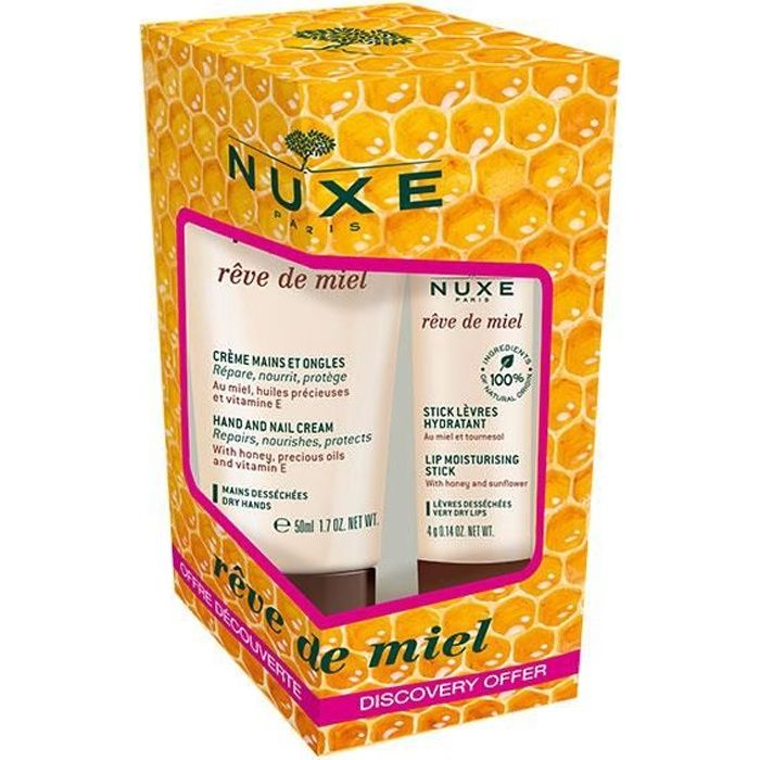 Kit découverte - NUXE - Rêve de Miel - Crème Mains et Ongles - Stick Lèvres Hydratant