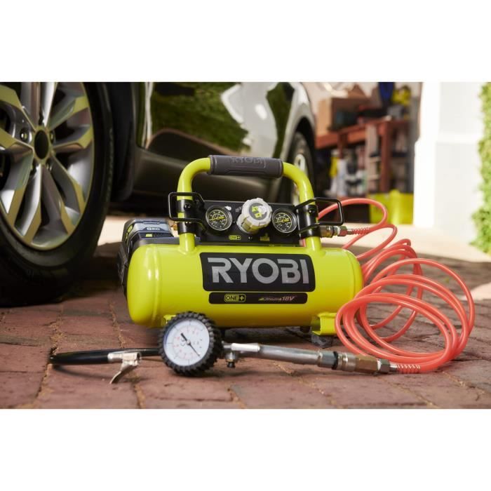 Compresseur à cuve RYOBI 18V One Plus - 4L - Sans batterie ni chargeur R18AC-0