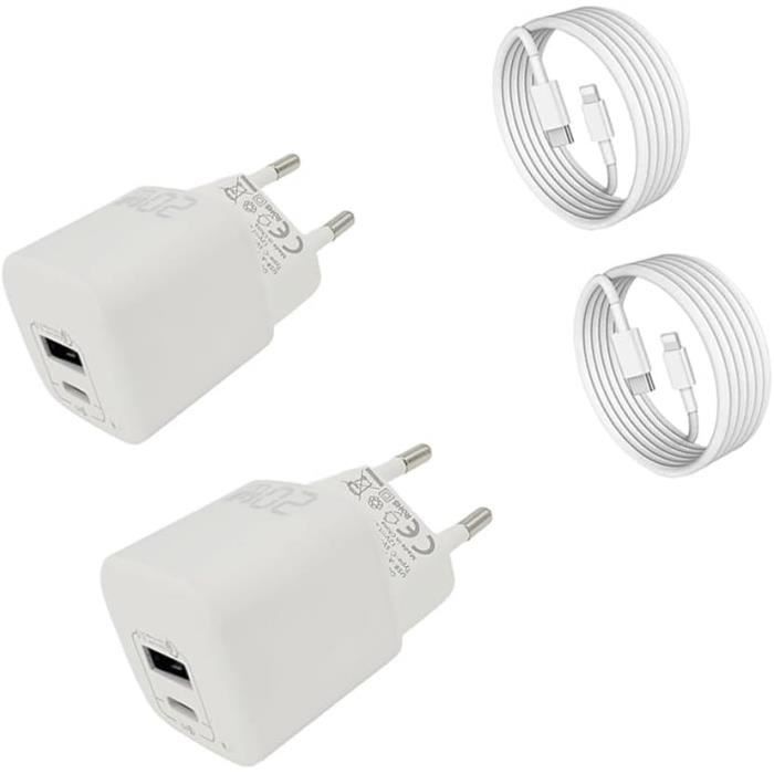 Chargeur Rapide USB-C 20W + Câble 1m Pour Kobo Libra 2 - Adaptateur Secteur Européen, Technologie Power Delivery