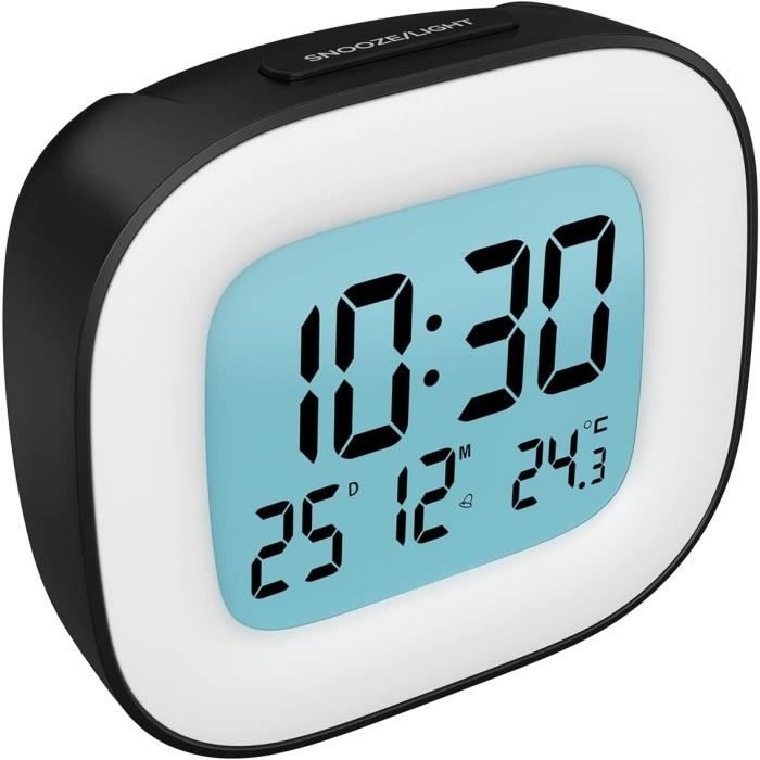 Réveil,BW--Réveil numérique avec rétro éclairage, 2 alarmes, horloge