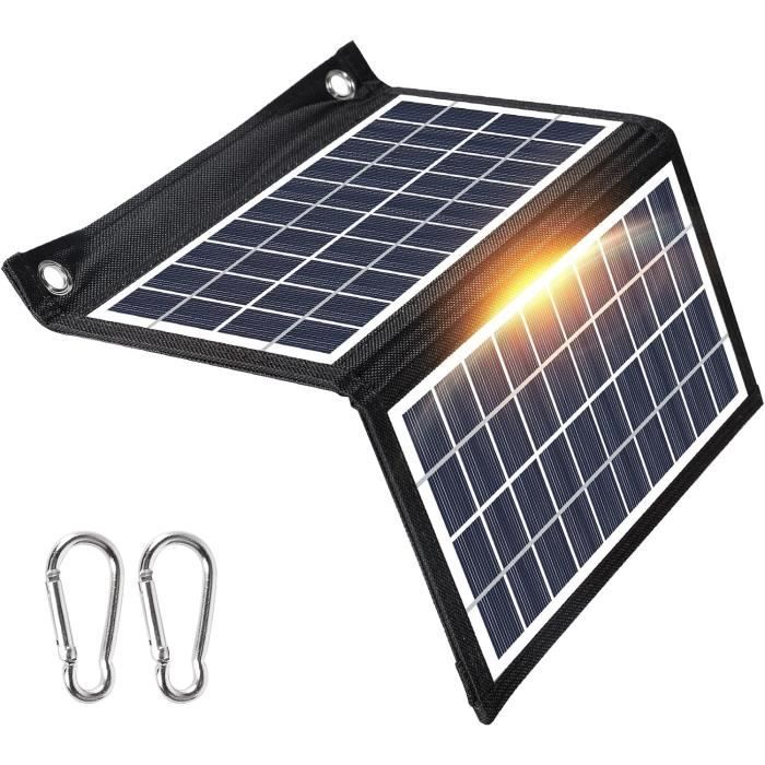 Panneau Solaire Pliable 40W Avec Double USB Et Type-C, Charge Rapide QC, Régulateur De Tension, Léger Pour Rando Et Camping
