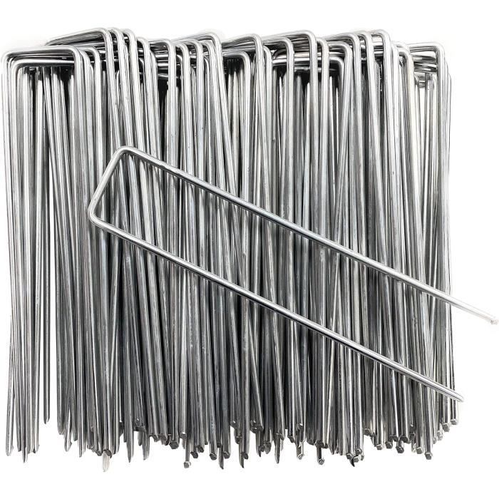 Piquets Ancrage Sol 100 Agrafes De Sol En U - Acier Galvanisé 150x30mm - Pour Toile De Paillage, Tente, Jardin - Antirouille Piquets U 15cm