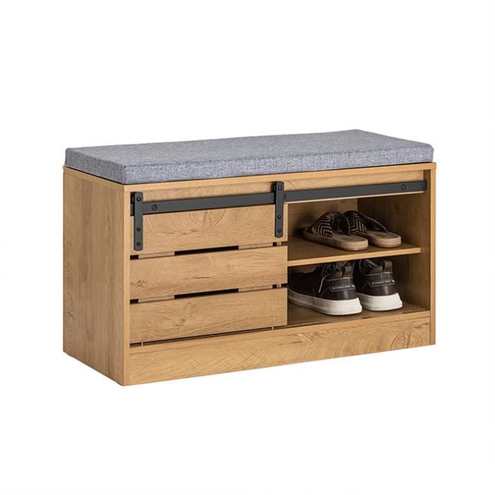 SoBuy FSR120-N Meuble à Chaussures avec Porte de Grange coulissante 80x35x48