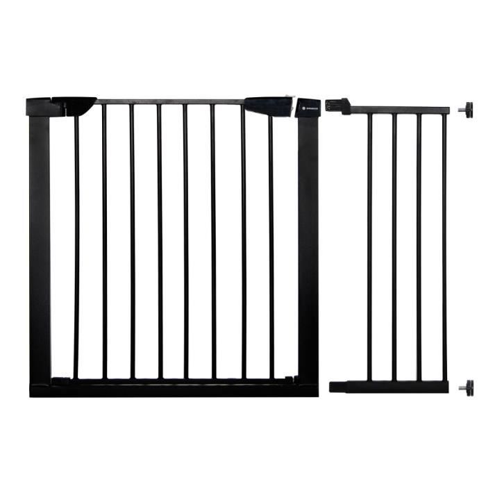 Barrière de Sécurité Bébé Enfant pour Escaliers Portes - SPRINGOS - 75-110 cm - Métal - Noir - Pression