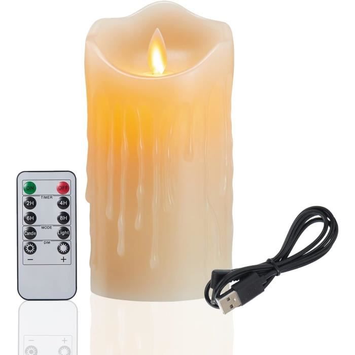 Bougie LED, Rechargeable Bougie LED avec USB Chargeur Cable, Bougies LED  Flamme Vacillante, USB Bougie avec Télécommande et[S216] - Cdiscount Maison