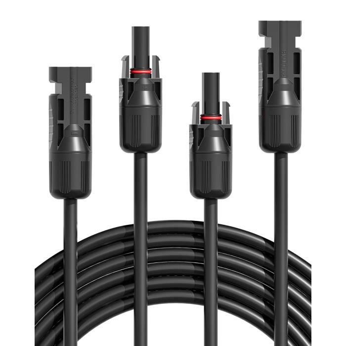 Extension Panneau Solaire Rallonge Câble Solaire Diealles Shine 4mm² 5M | IP67 Étanche - Rouge Noir | Pour Panneaux Solaires & Connectiques Cavo Per Pannelli Solari
