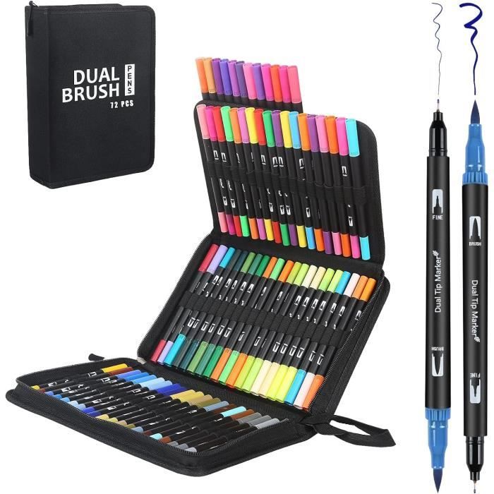 Marqueurs de coloriage pour adultes et enfants, 36 marqueurs à eau à Marqueurs de coloriage pour adultes et enfants, 36 marqueurs à eau à