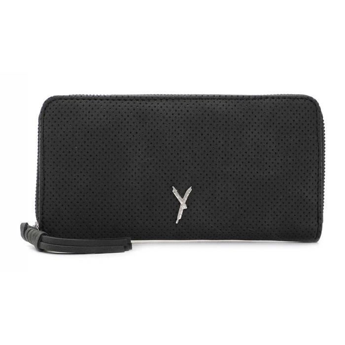 SURI FREY SFY Portafoglio Zip Around In Eco-Pelle Nera Effetto Coccodrillo - 15x10x2.5 Cm - 2