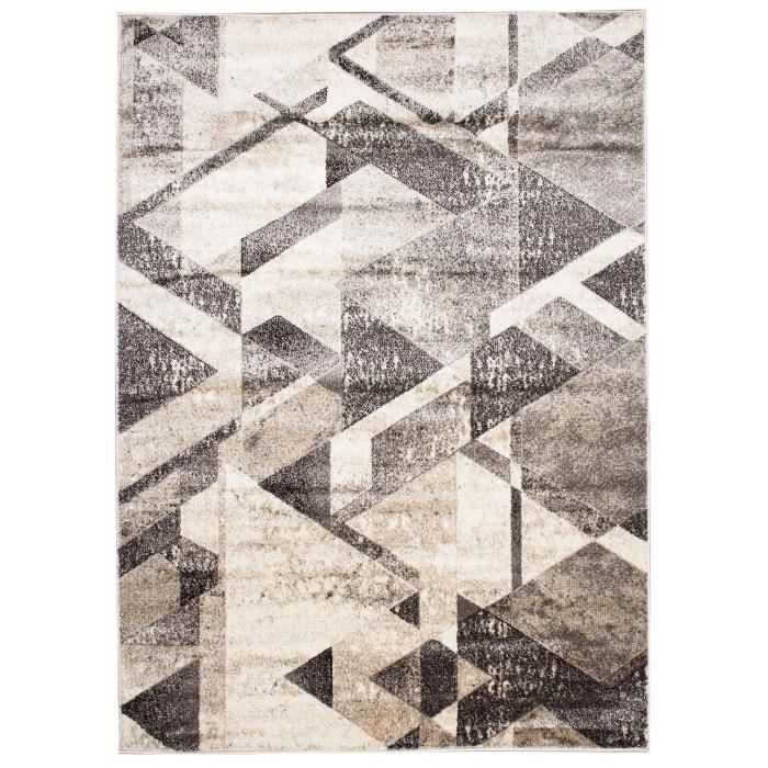 Tapis salon 200x300 tissé en laine beige et rouge rectangle motif faux uni | Leroy Merlin