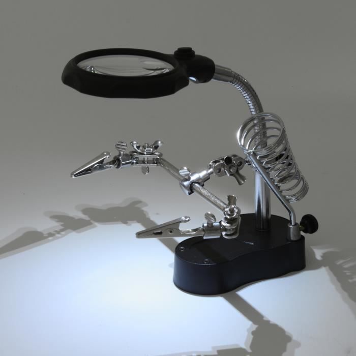 3.5X 12X Helping Hand Verre Clip DEL Loupe de bureau Lampe de table lentille loupe
