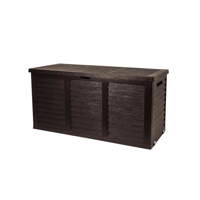 TOOD Malle / coffre de rangement en résine - 350 L - 119 x 52 x 58 cm - Marron aspect bois