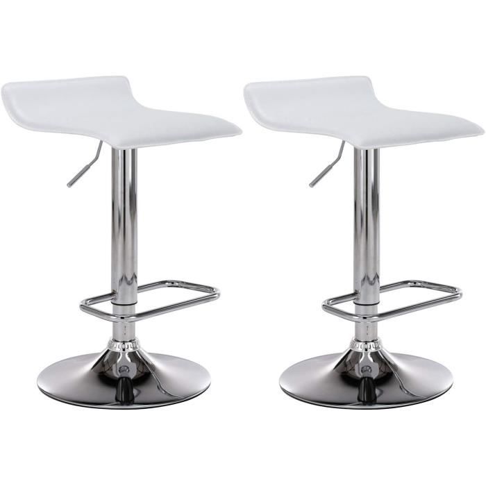 Lot de 2 tabouret de bar Panama similicuir Blanc |Acier inoxydable