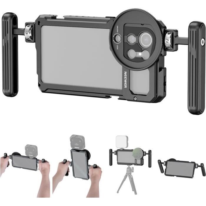 NEEWER S23 Ultra Cage Smartphone, Kit Vidéo Rig Téléphone de Stabilisateur Portable avec Poignée Double Latérale, Adaptateur