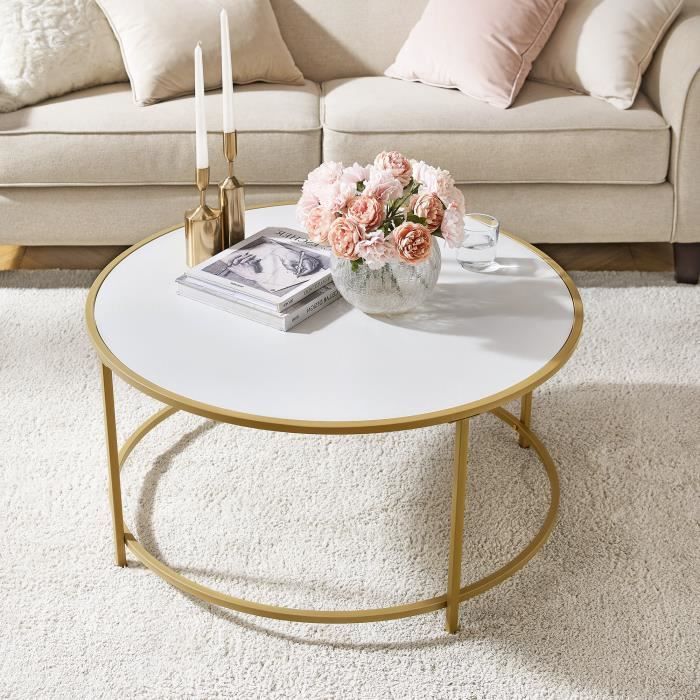 AC Design Furniture Mette 60353 Table Basse avec Dessus en Bois laqué Blanc
