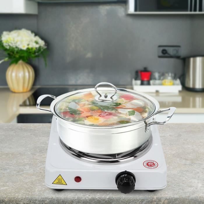 Plaque Chauffante électrique 1000W - Simple Brûleur - Inox Blanc - 5 Réglages - Neuve