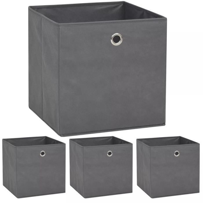 Boîte de rangement - vidaXL - 4 pcs - Tissu non-tissé - 32x32x32 cm - Gris
