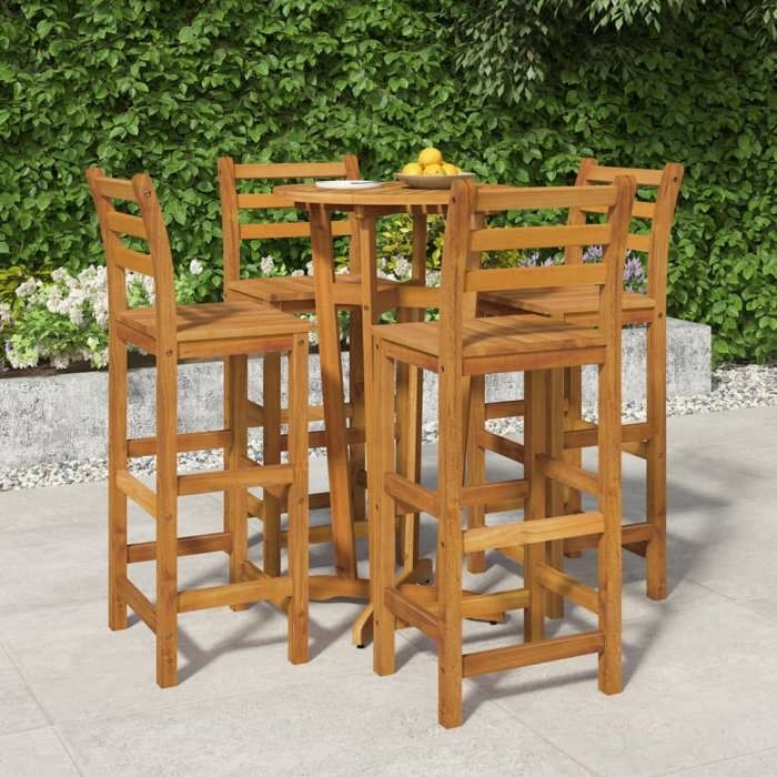 vidaXL Ensemble de bar 5 pcs Acacia - vue 2