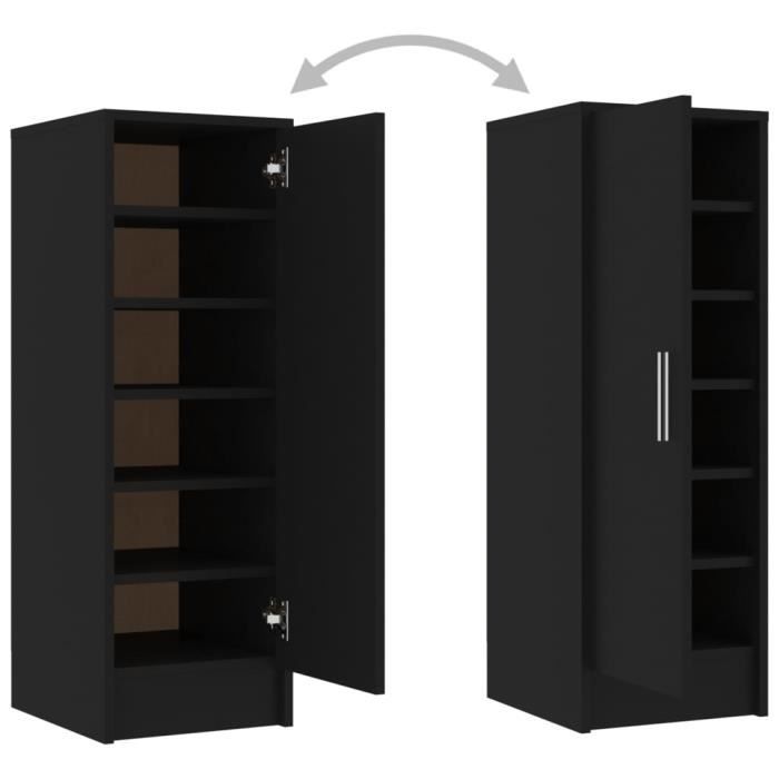 Armoire à chaussures - VINGVO - YIN(808973) - 6 étagères - Noir - Contemporain - Design