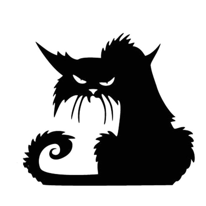 Sticker PC Silhouette de chat sur fond noir - TenStickers