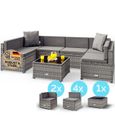 CASARIA® Lounge en polyrotin XL salon de jardin extérieur avec table et canapé ensemble de meubles de jardin terrasse-1