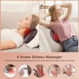 Coussin de Massage avec 8 Nœuds, Masseur Shiatsu Électrique avec Chauffage pour Cou Dos Épaule Pied Jambe, 3 Vitesses, 15 Min Minute-1