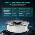 SUNLU Filament PETG 1.75mm pour Imprimante 3D PLA +--0.02mm Blanc 5kg-1