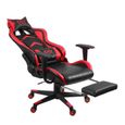 Chaise de Bureau Chaise Gamer Réglage à 180° Rouge-1