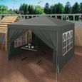 WOLTU Tonnelle de Jardin, Tente Pliante, Auvent Imperméable, Protection du Soleil UV 50+, Hauteur Réglable 3x3m, Gris-1
