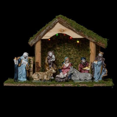 NIDONE Ensemble De Crèche De Noël (8 Pièces) Moderne En Résine Blanche