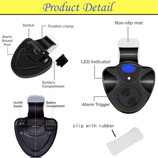 Hominas Détecteur de touche électronique pour la pêche - Indicateur lumineux LED - Swinger Vibration - Appareil de pêche Hominas Détecteur de touche électronique pour la pêche - Indicateur lumineux LED - Swinger Vibration - Appareil de pêche