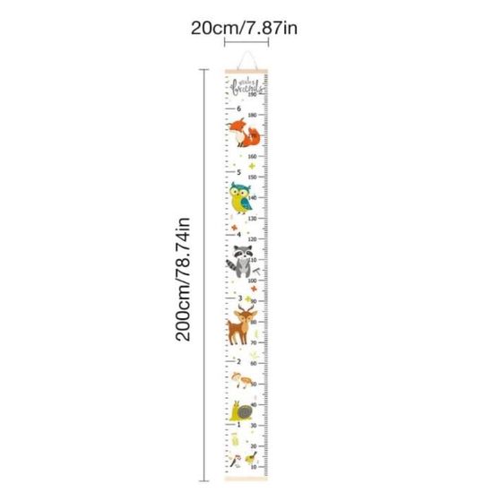 Toise Murale Enfant Avec Motif Renard - Tableau De Croissance Amovible, Règle De Mesure Pour Fille Et Garçon, Décoration De Chambre Bébé