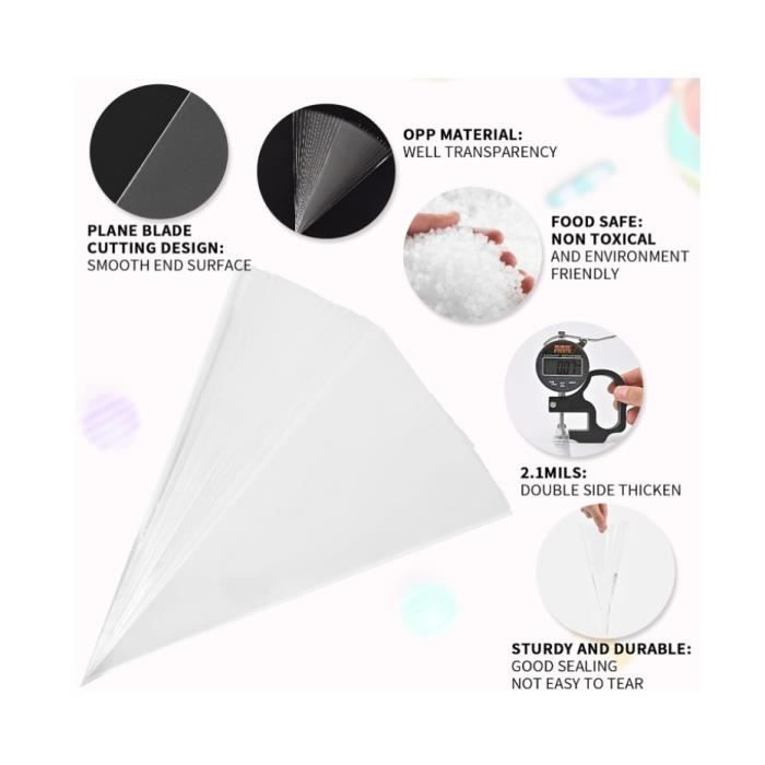 200 Sacs En Cellophane Auto-adhésifs - 2 Tailles (7x10 Cm & 10x13 Cm) - OPP Qualité Alimentaire