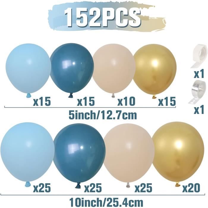 Arche Ballon Bleu, 128 Pièces Kit Guirlande de Ballons, Arche