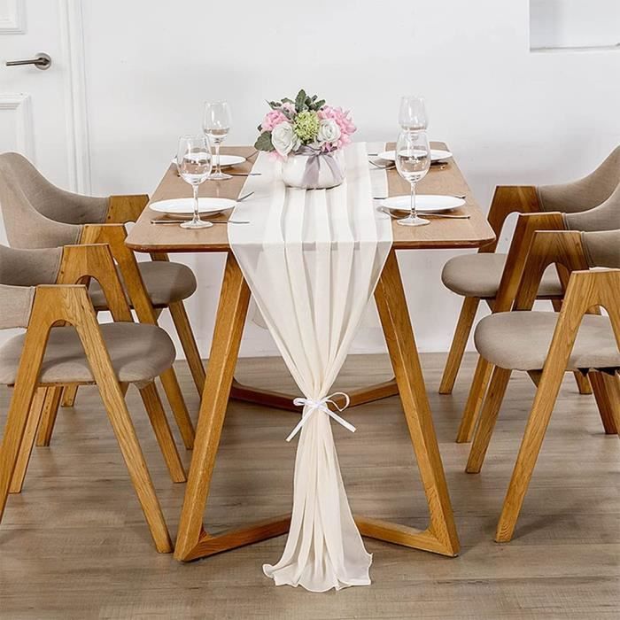 Chemin De Table En Mousseline De Soie Pour Mariage - Terracotta - Décoration De Table D'extérieur