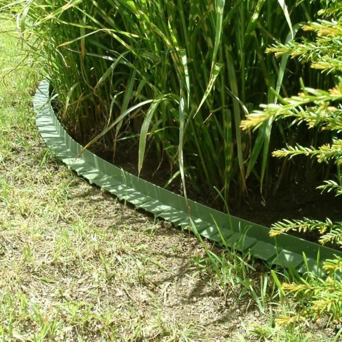 Bordure De Pelouse 9 Mètres, Hauteur 10 Cm, Verte - Ondulée, Stable, Pour Séparer Gazon Et Massifs