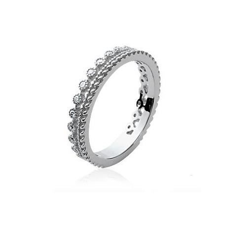 Bague En Argent Massif 925/1000 Taille 56 - Alliance Sertie De Cristaux Zirconium Rhodié - Bijouxia Neuf