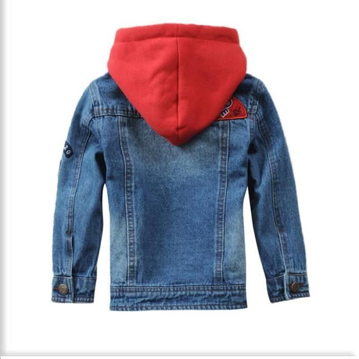 Veste en Jean enfant Garcon A Capuche Mi Saison Blouson Garcon Ouverture Boutons Bleu Cdiscount Pret a Porter