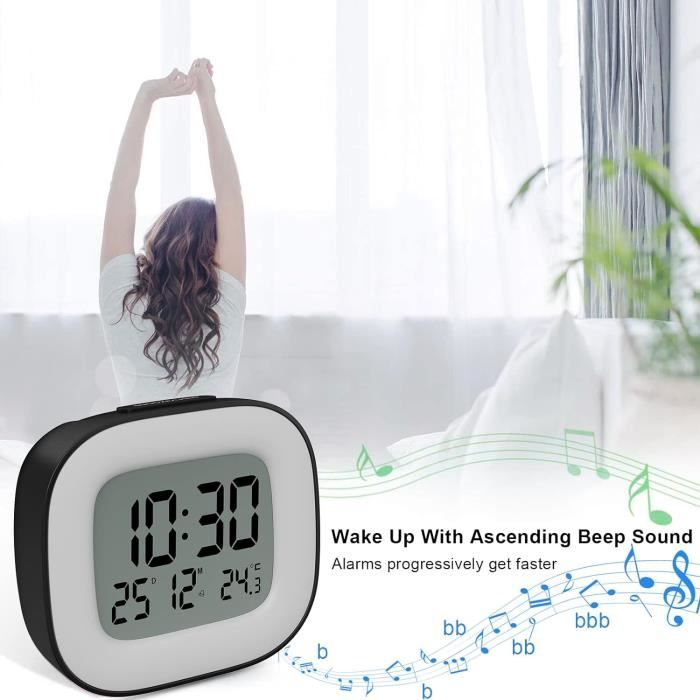 Réveil En Bois Horloge En Bois Led Multifonctionnel Grand Écran 3 Luminosité Protection Des Yeux