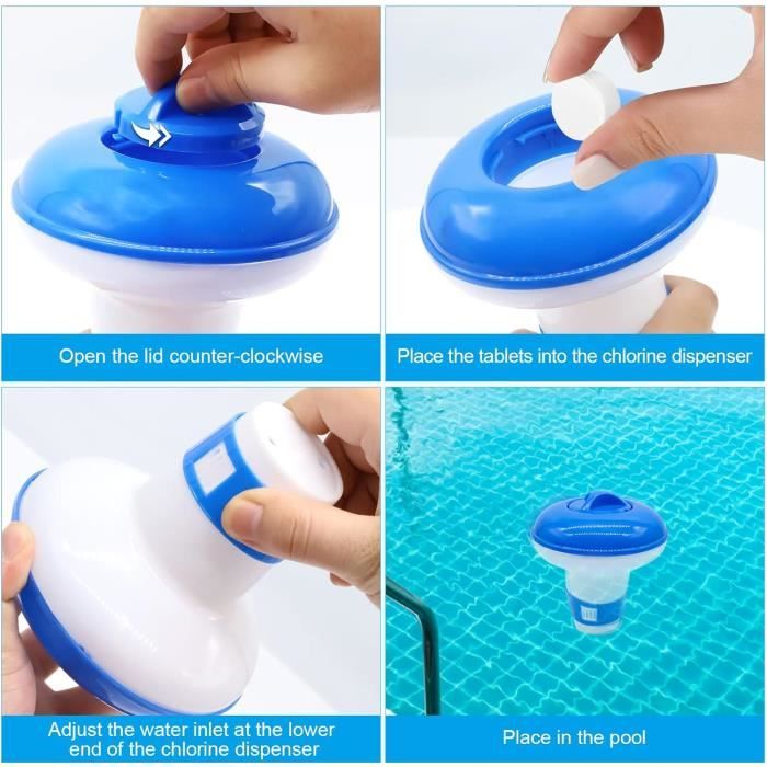 Distributeur de chlore flottant de 5 pouces avec thermomètre et
