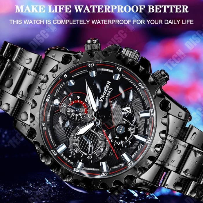Montre homme TECH DISCOUNT TD® Noir et Rouge Acier inoxydable — free download