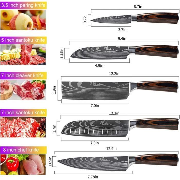 Couteau Cuisine Japonais,Couteau De Cuisine Professionnel En Acier  Inoxydable,Couteaux Et Ustensiles De Cuisine,Ergonomique P[H79] - Cdiscount  Maison