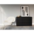 3xEliving Commode élégante et spacieuse Demii 6 tiroirs 140cm, noir, parfaite pour le salon, le bureau, la chambre-2