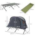 Ensemble tente de camping 3 en 1 avec lit de camp, tente, matelas gonflable gris-2